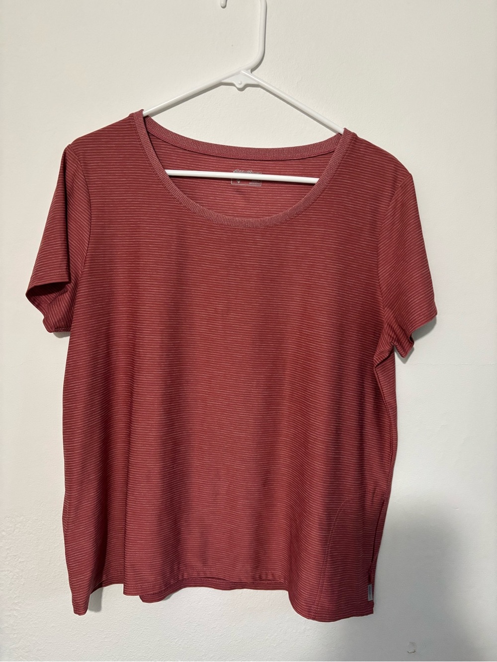 Eddie Bauer Short Sleeve Scoop Neck Tee - Rust Red Stripe